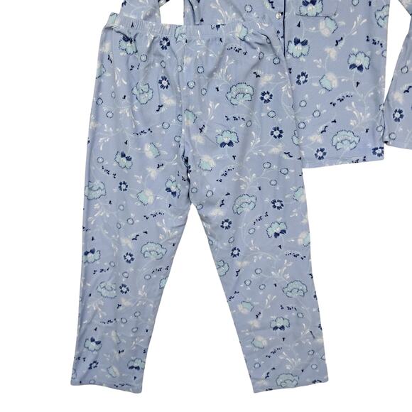Adonna Sleepwear Pajama Set Size Medium Light Blue Long Sleeve - Picture 4 of 9